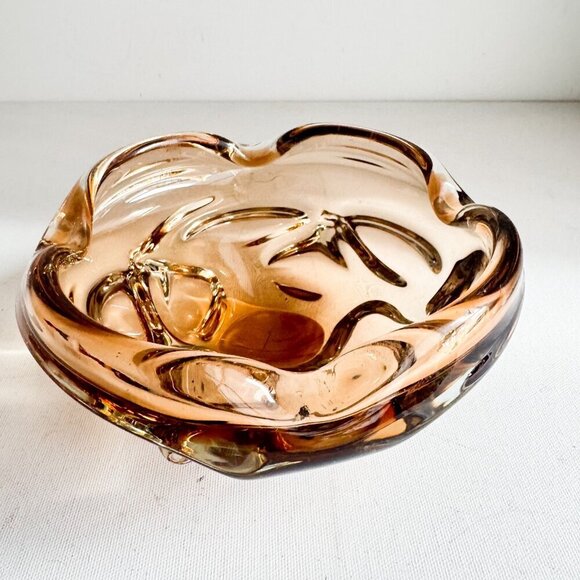 Vintage MCM Chalet Glass Light Brown Champagne Ashtray - Picture 11 of 12